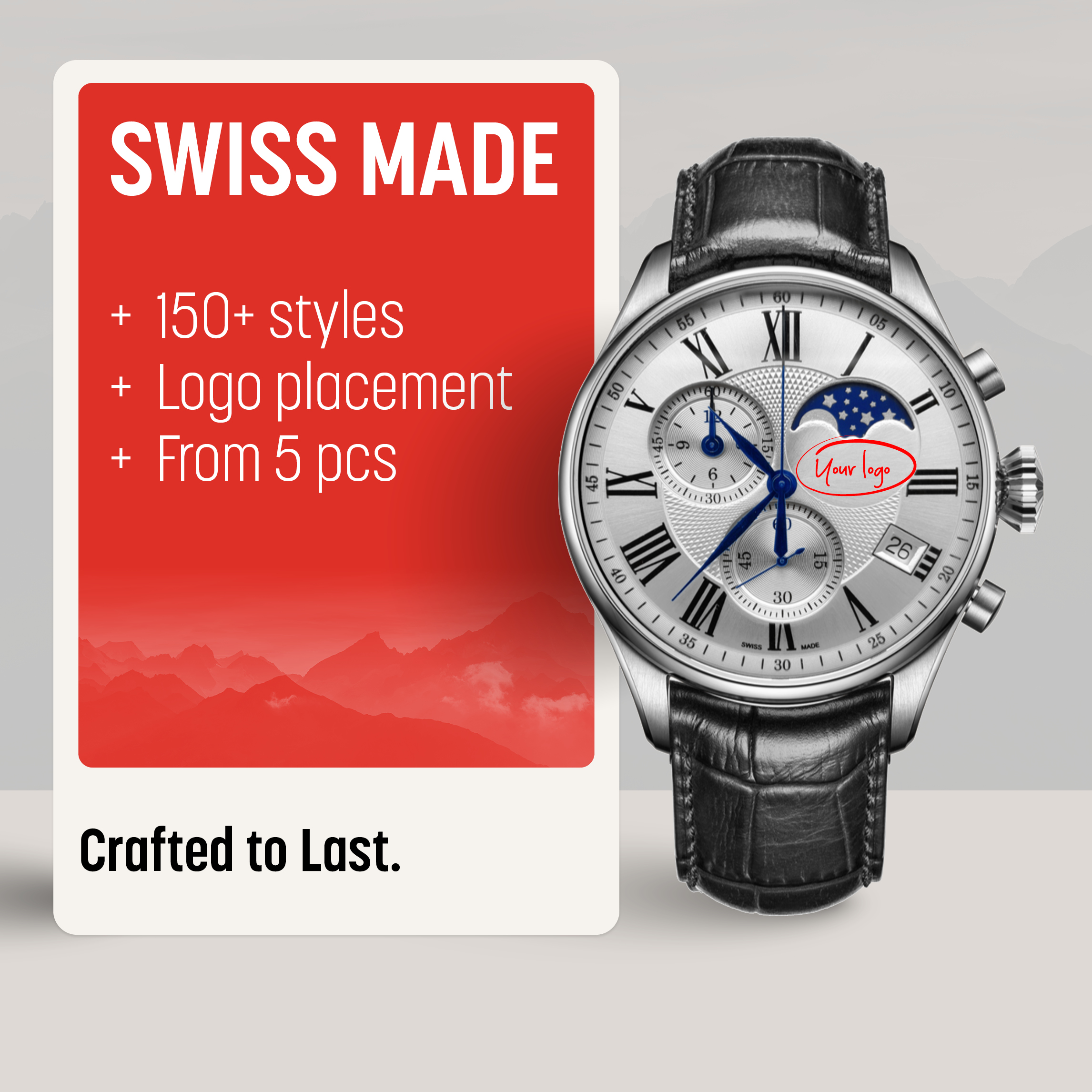 Swiss Made corporate watch with logo for executive gifting and branding – Watch Branding
